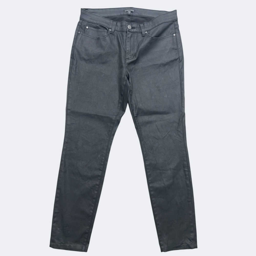 Eileen Fisher Jeans Womens 12 Coated Organic Cotton Stretch Straight Leg Made US